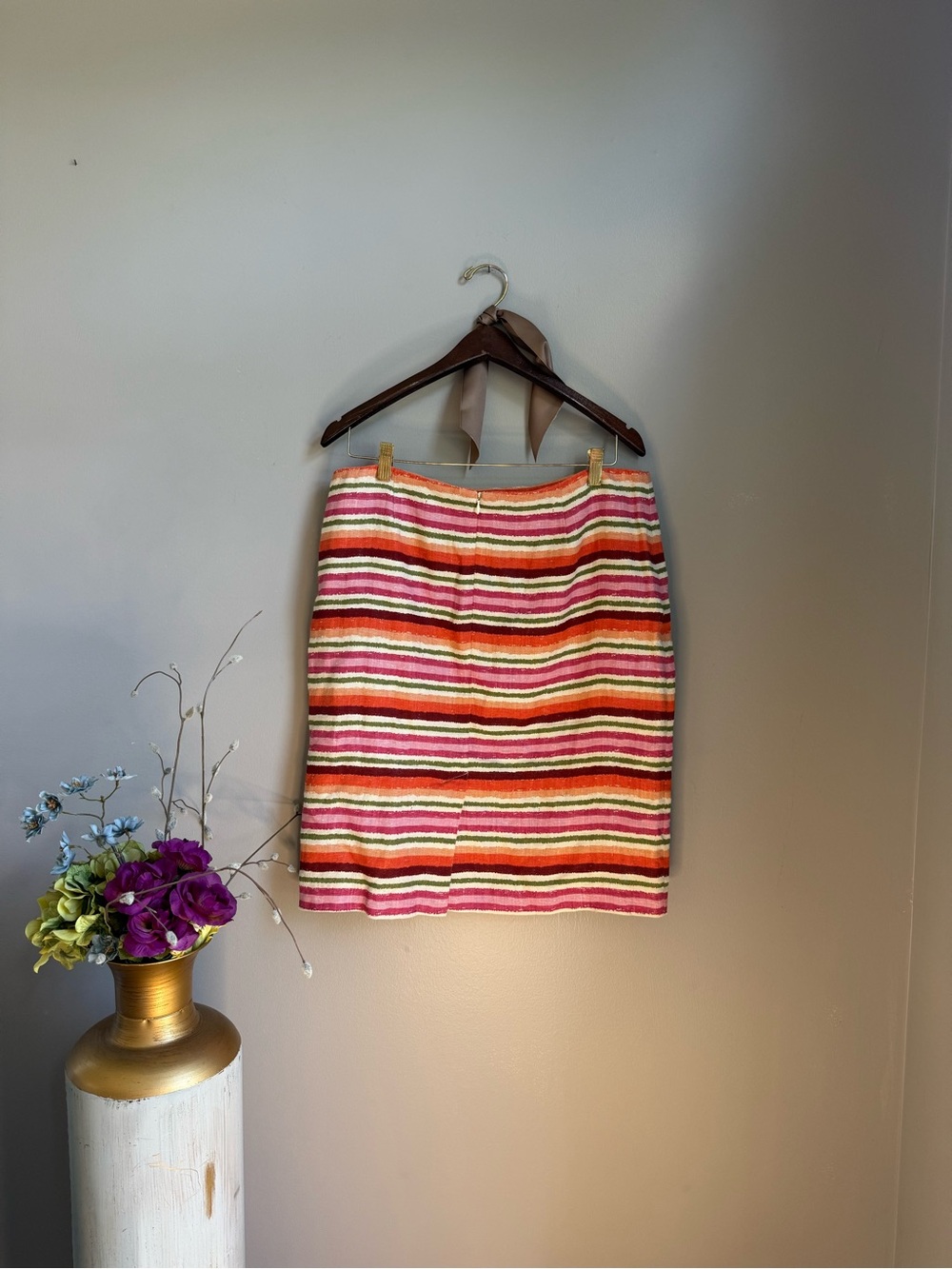 Talbots Striped Pencil Skirt in Pink, Orange, Cream, Green